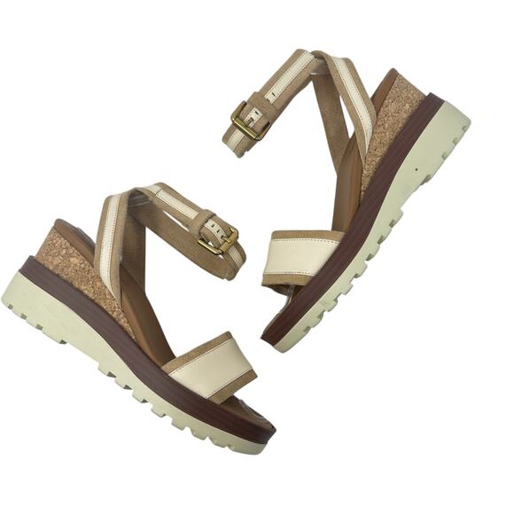 See by Chloe Robin Platform Wedge Sandals Leather Cream Tan Size 37 US 7 - Picture 2 of 15